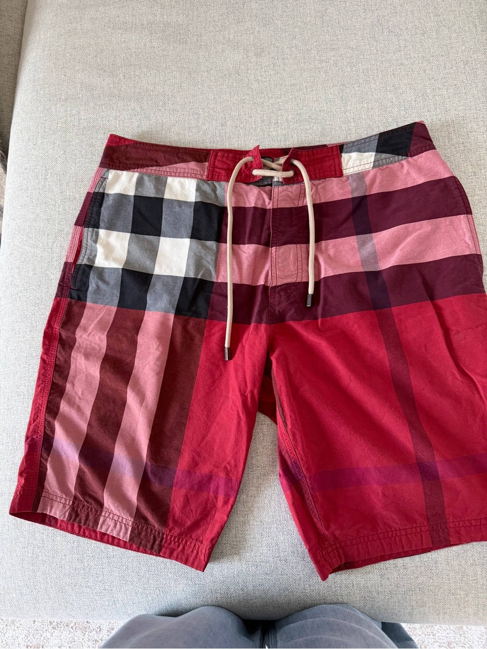 Burberry Red Plaid Swim Board Shorts